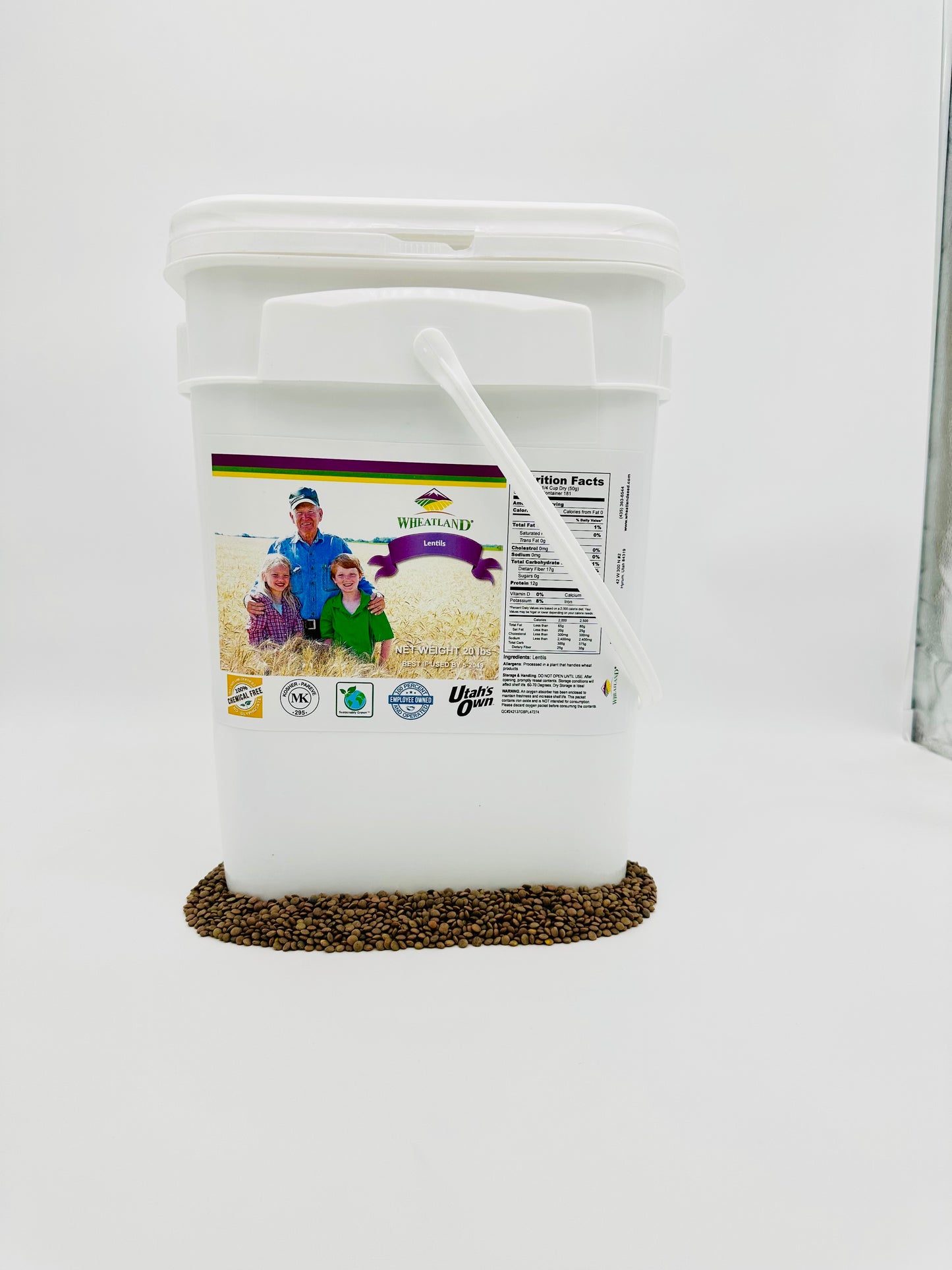 Wheatland™ Lentils • 20lb • Mylar and Bucket Provide 25 Year Shelf Life • Emergency Food Storage • Lab Tested ISO 17025 Verified Chemical-Free • Never Irradiated, no Desiccants and non GMO • High Trust Seller • 40 Year Legacy of Prepping